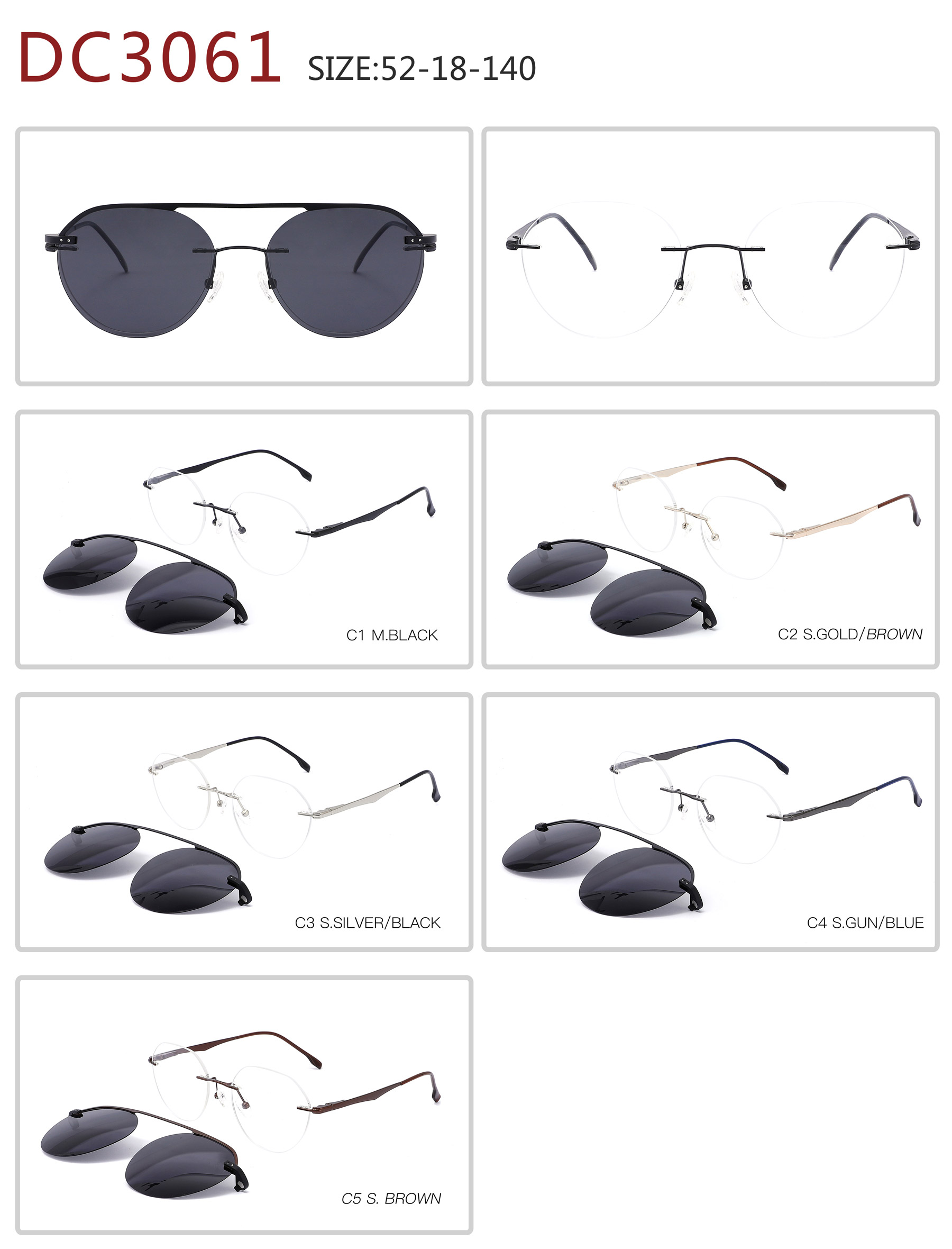 DC3061  Rimless stainle