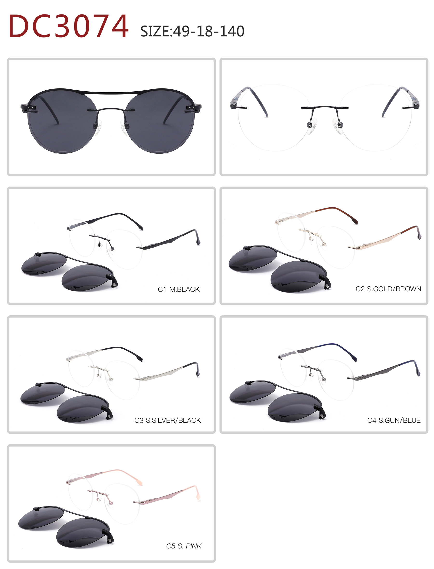 DC3074  Rimless stainle