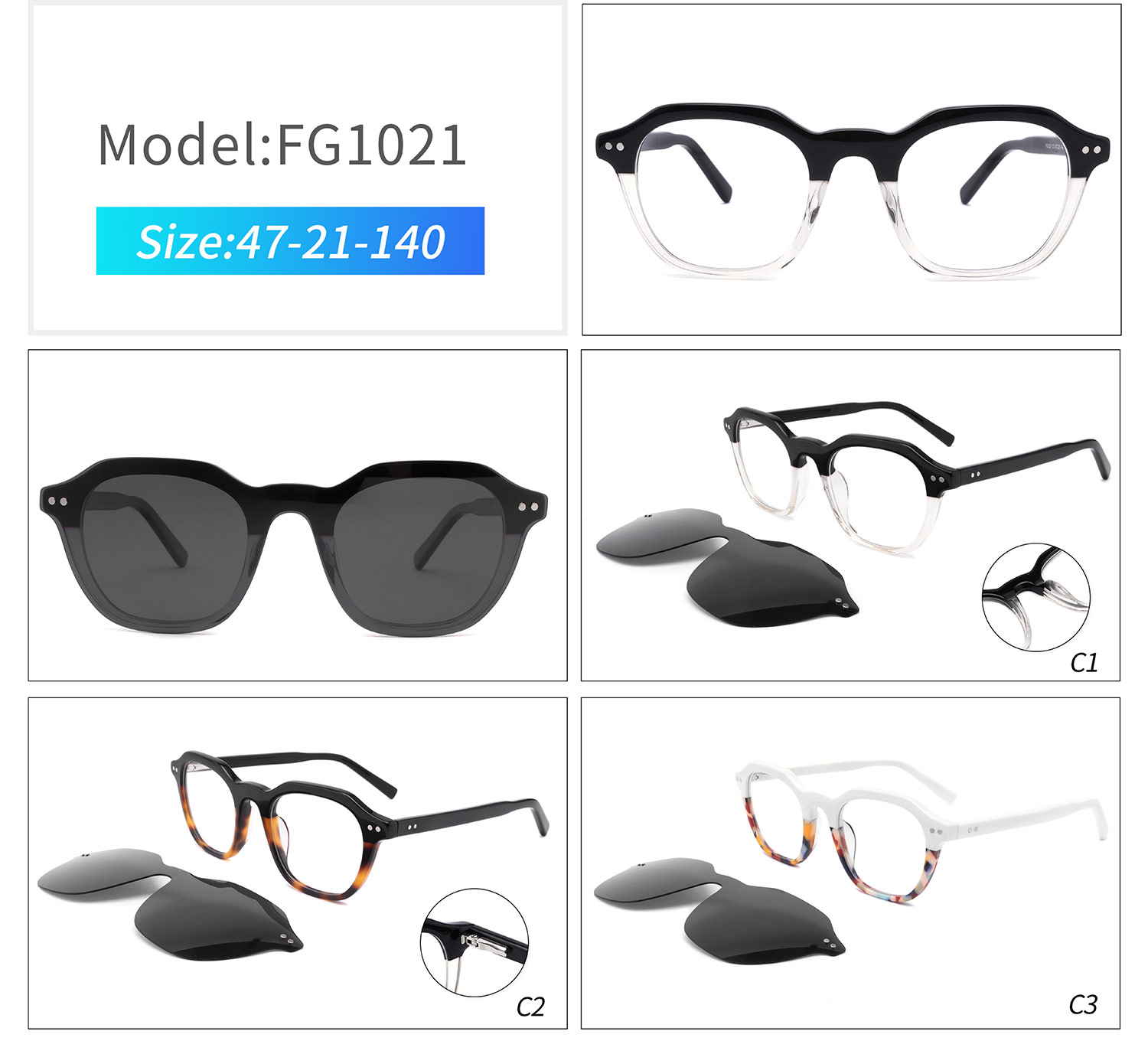 FG1021  Acetate clip on